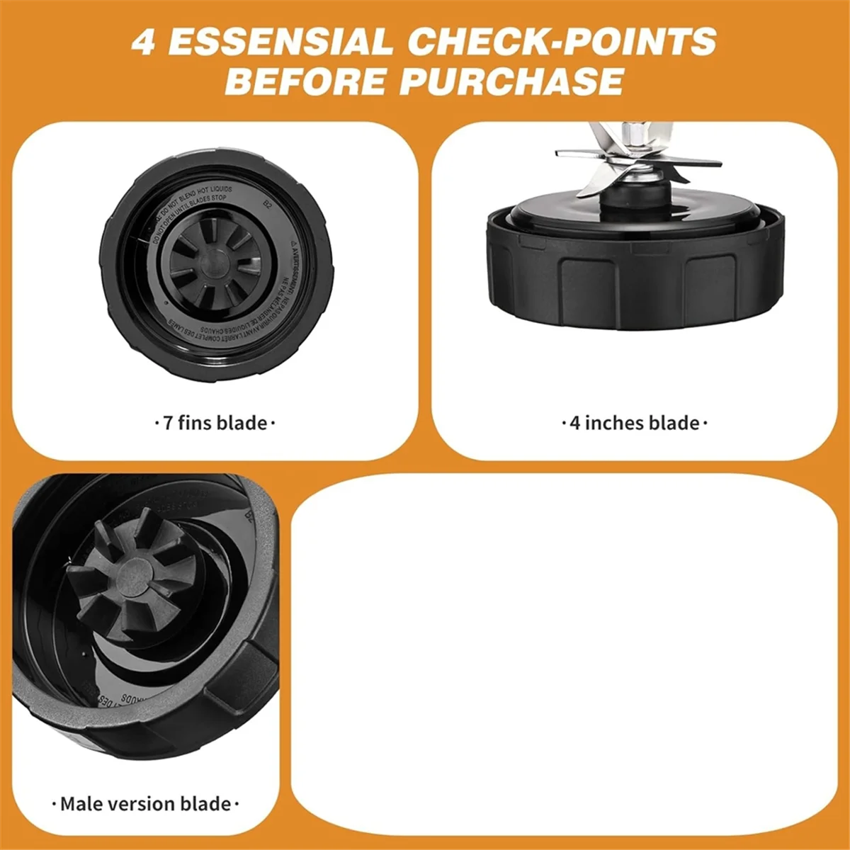 Blender Replacement Blade 7 Fins for ,Blender Blade Replacement Parts for SS101 SS351 SS401 SS151 SS300 SS35-A07G