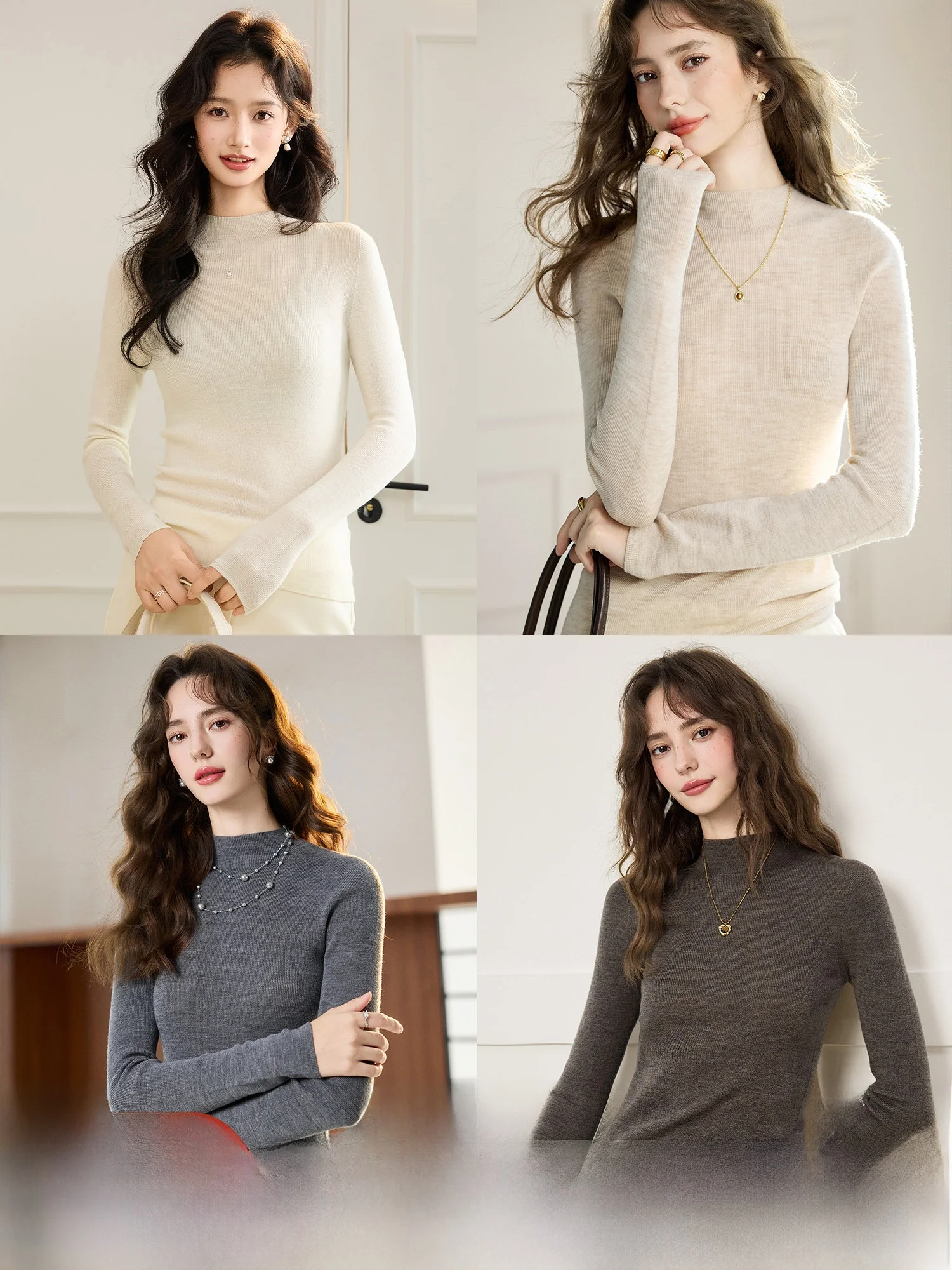 

Женский вязаный свитер из пряжи Янцзы, приталенный, весенний, длинный рукав, шерстяной топ, для многослойного образа, в стиле Pumpkin Valley, для повседневной носки