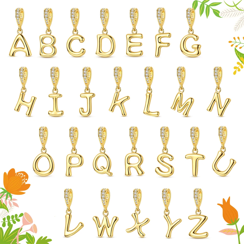 متوافق مع 925 من الفضة الإسترليني المكونة من 26 حرفًا إنجليزيًا مع هدايا قلادة سوار DIY مع أسماء للأصدقاء