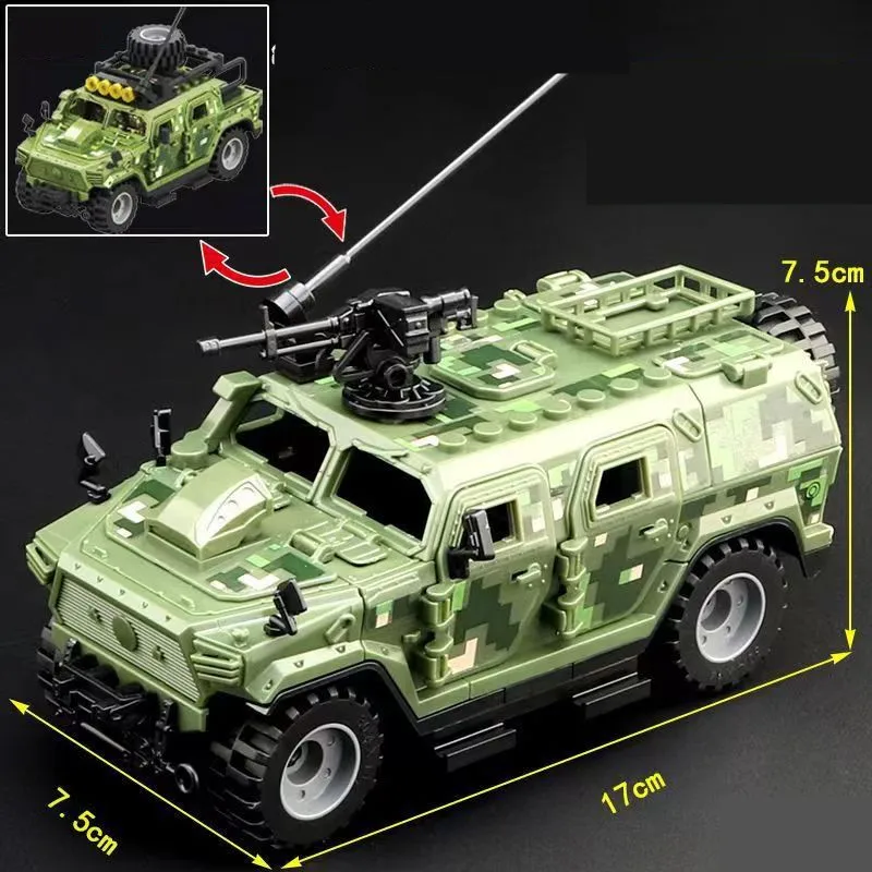 

140pcs 2in1 Camouflage Military Armored Vehicle Puzzle Building Blocks Special Forces armored vehicle model Bricks for kids gift