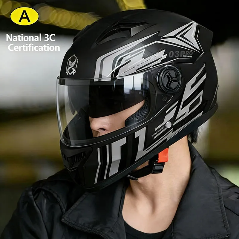 Full Face Motorcycle Helmet Four Seasons Flip up Racing Helmets Men Women Dual Lens Helmets Motocross Racing Modular Helmet