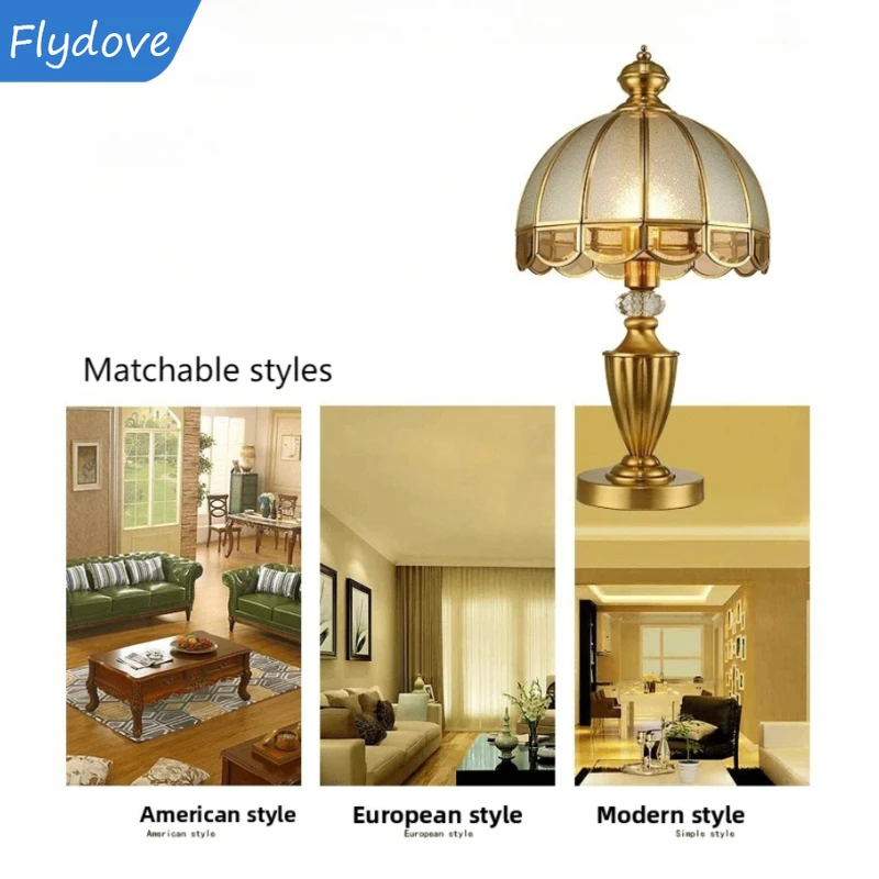 

European Simple Luxury Copper Gold Desk Lamp Living Room Study Bedroom Creative Retro Decorative Bedside Lamp Decor