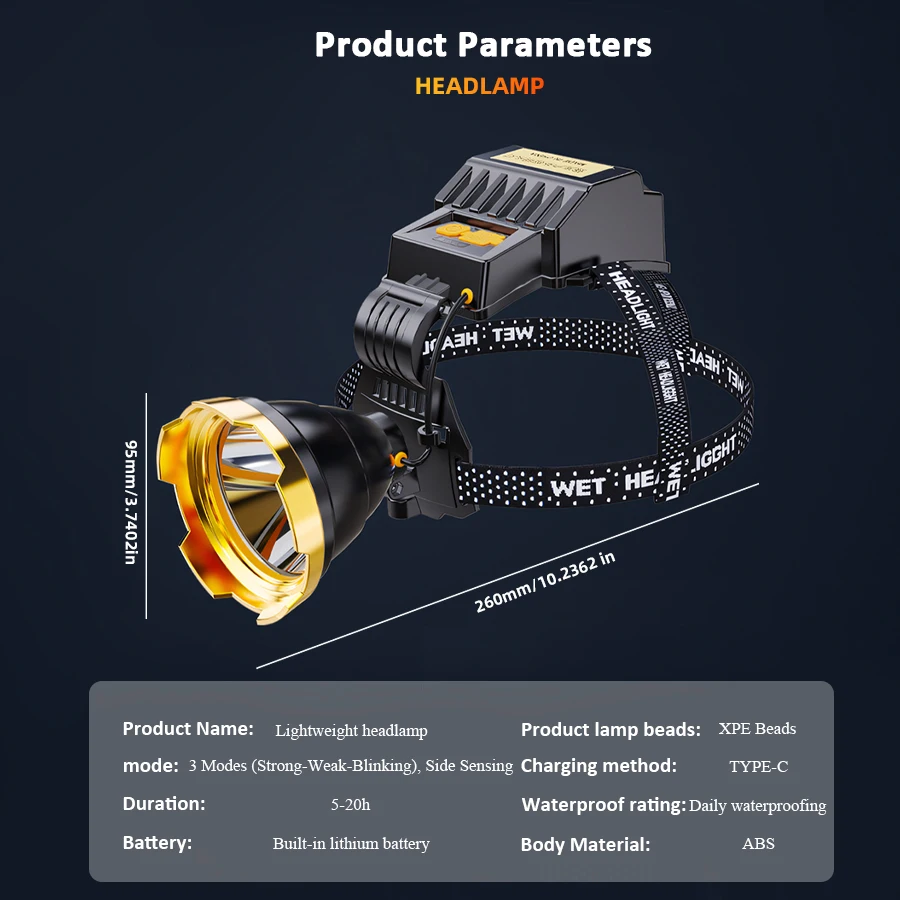 Xpg-防水LEDヘッドランプ,3つの照明モード,強力なライト,USB充電式,18650ヘッドトーチ,バッテリー,パワーバンク