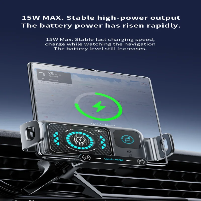 

A18 15W Ultra‑Fast High‑Power Wireless Charger for Foldable Phones – Electric Clamp, 90° Rotation, Max for iPhone & Android