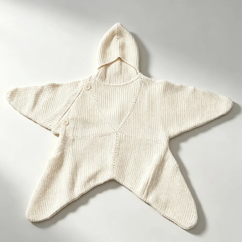 Hand-Woven Crochet Seal Star Comfort Sleeping Bag Soft Cozy Fabric Hooded Design Knitted Sleeping Bag Star Shape Pattern
