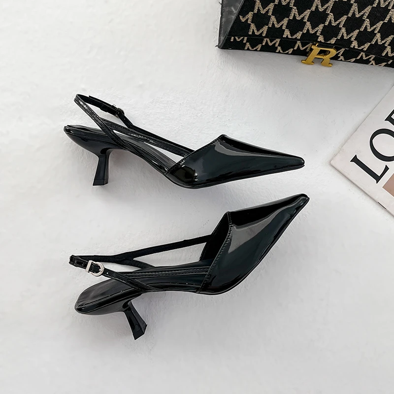 Summer Pointed-toe Low-heeled High-heeled Shoes with A Rear Open-toe Slip-on Women's Shoes - view 4