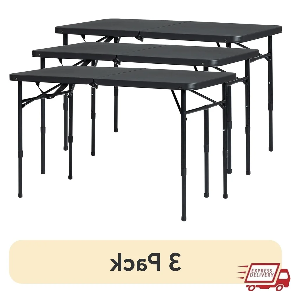 

Складной стол из 3 упаковок, регулируемая высота, портативный, для использования в помещении и на открытом воздухе, удобное хранение, ручка для переноски, длина 40 дюймов, прочный пластик