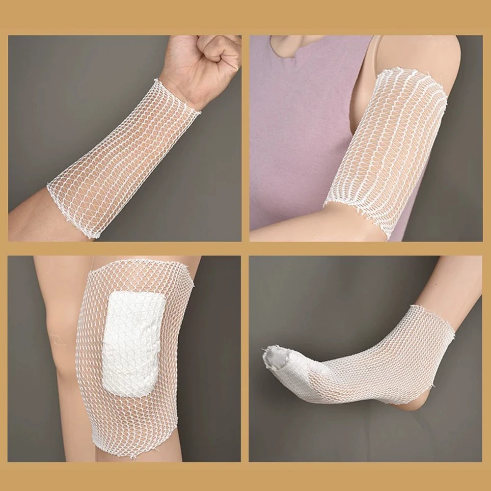 1Roll Elastic Net Wound Dressing Bandage 2M Stretchable Medical Nursing Emergency Aid Gauze for Head Elbow Ankle Knee Injuries