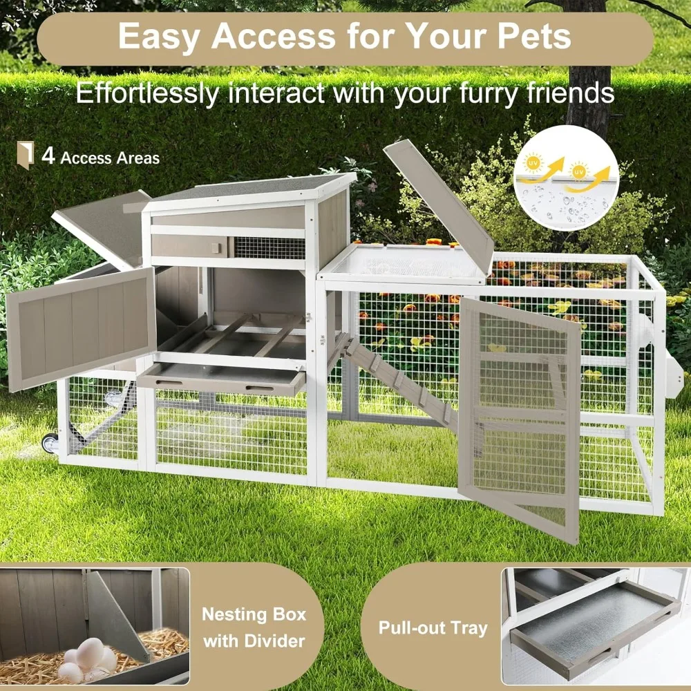 

Chicken Coop Chicken House Outdoor with 3 Perches, Nesting Box and Removable Tray Hen House Rabbit Hutch Chicken Poultry Cage wi