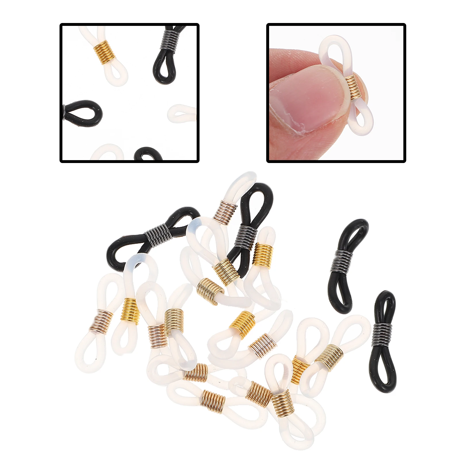 

20 Pcs Glasses Chain Accessories Silicone Metal Adjustable Durable Anti skid Holders Fixators Supplies For Eyewear