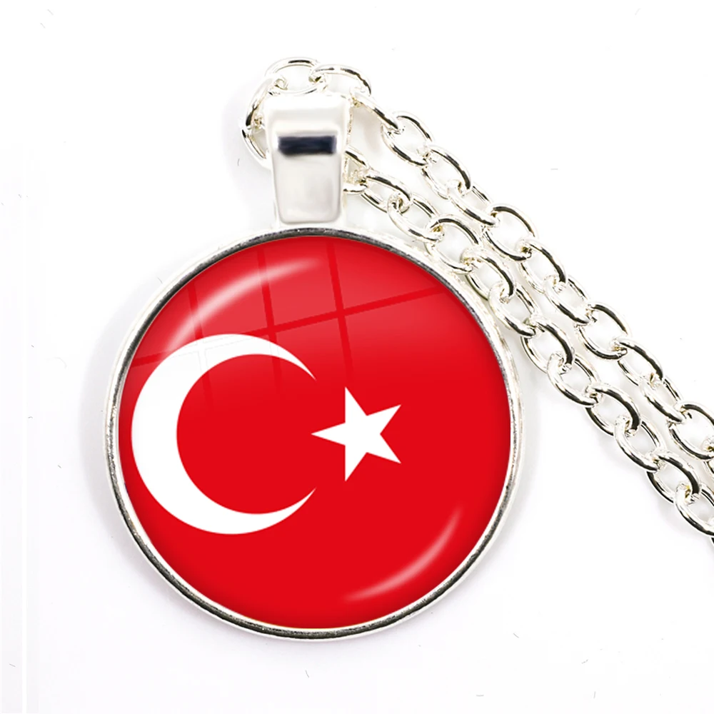 National Flag Necklace Korea,Serbia,Russia,Slovenia,Argentina,United States,Turkey,Spain,Dominica Pendant Jewelry For Women Girl