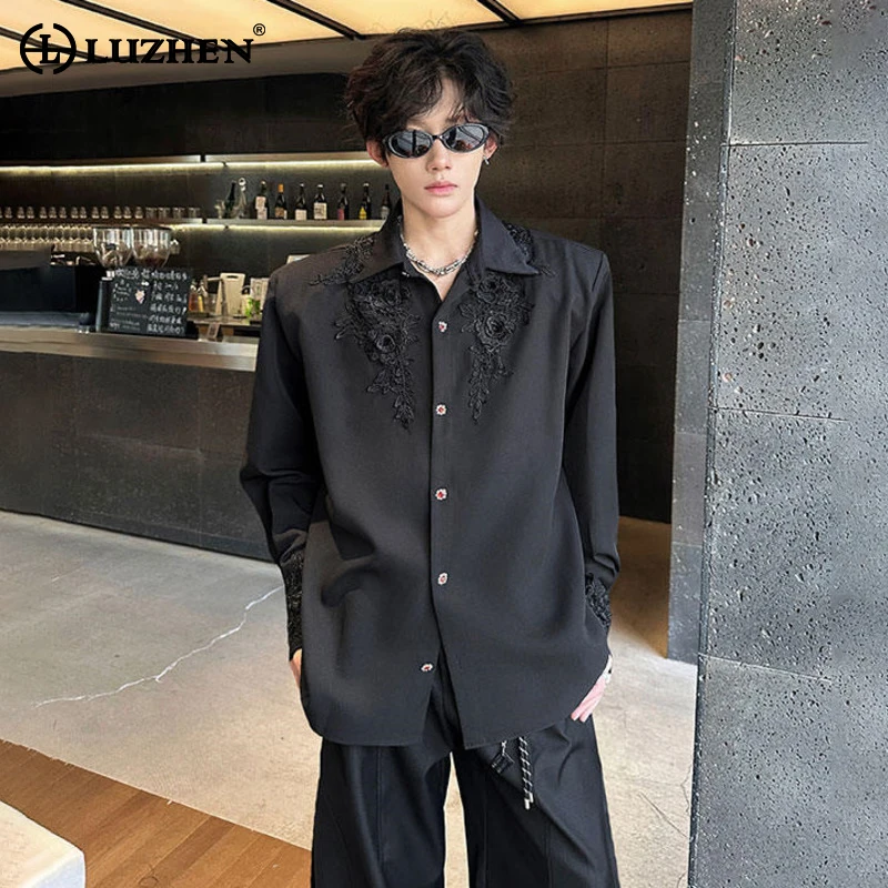 

LUZHEN, элегантные темпераментные повседневные рубашки с оригинальным вышивкой, мужские рубашки 2025 года, новинка высокого качества, мужская одежда с длинными рукавами JY4407