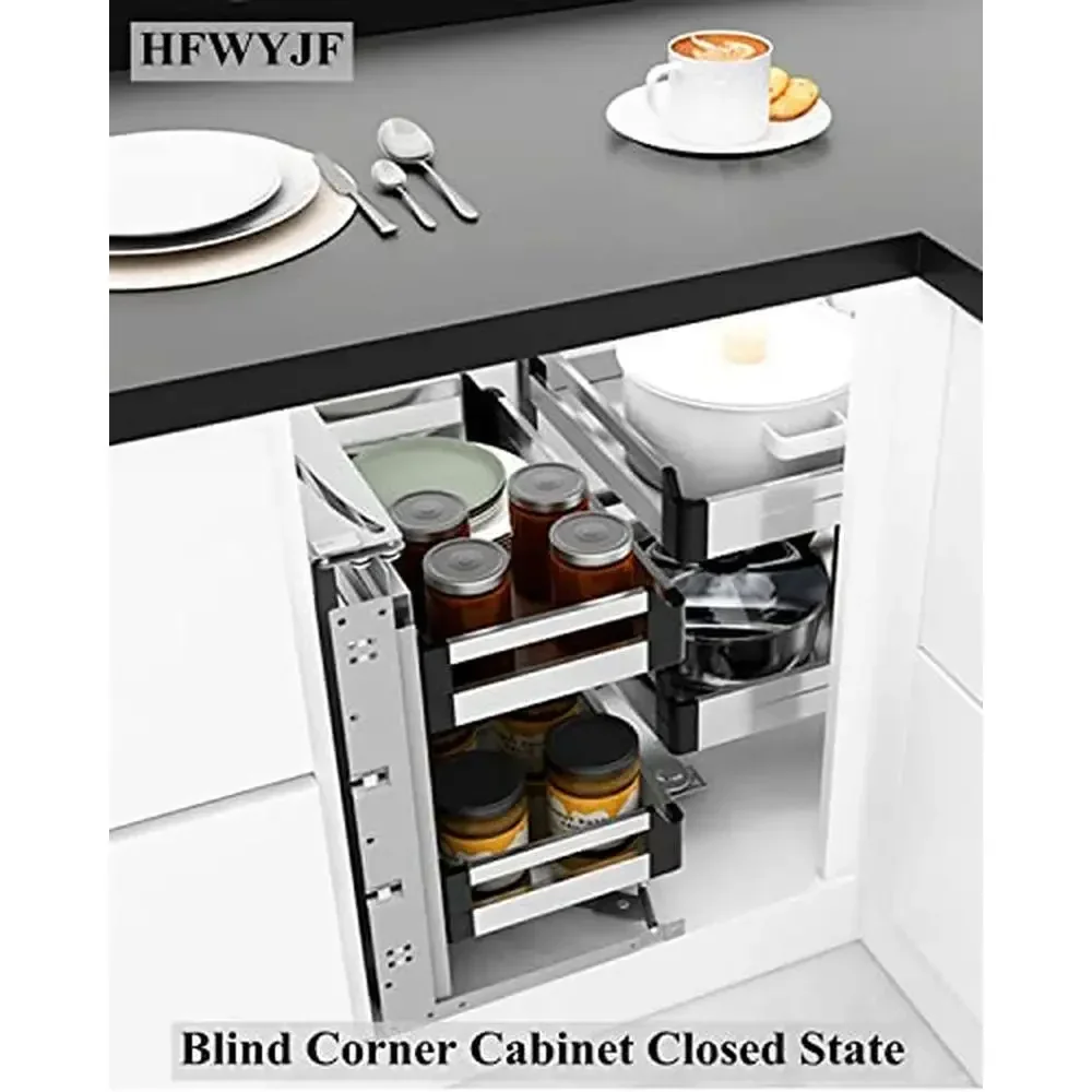 Corner Cabinet Pull Out Organizer 2 Tier 4 Shelf 15