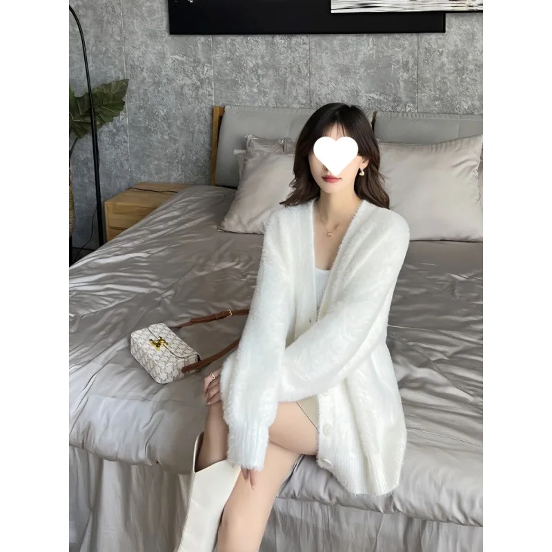 

Coat Cardigan Loose Wear Idle Style Sweater Artificial Mink-Fur Outer Women