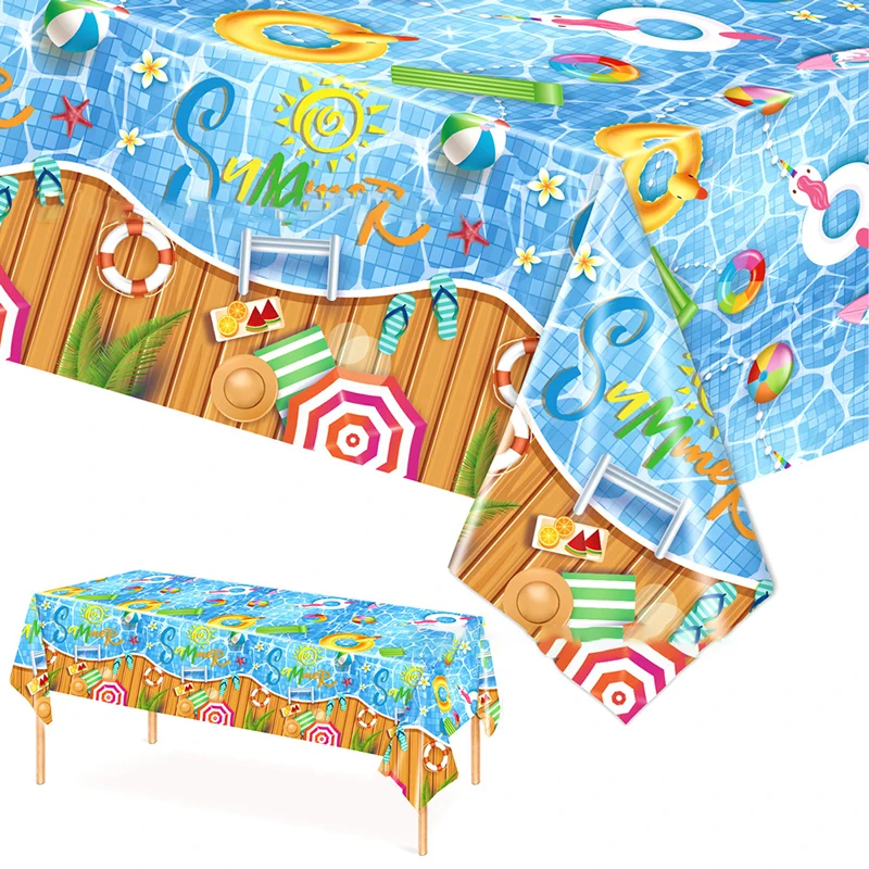 Mantel desechable de PE para fiesta de verano, cubierta de mesa de helado de Chocolate, decoración de fiesta de cumpleaños