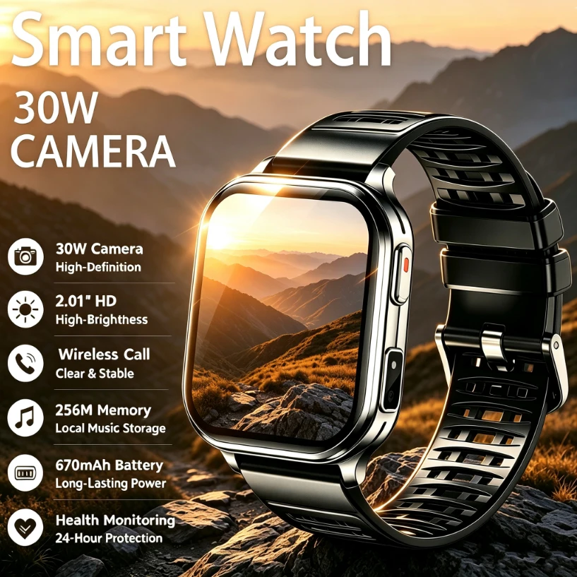 New 670mAh Battery Outdoor Smart Watch 100+ Sports LED Take Video Music Playback Watch Bluetooth Call Smartwatch for Android ios