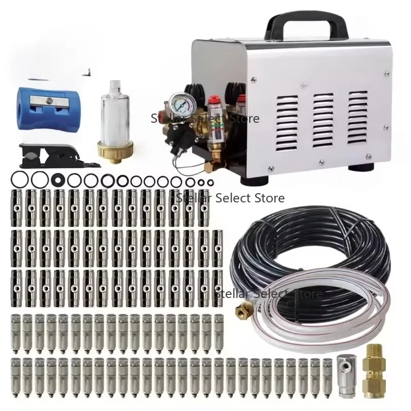 

1L Automatic High-Pressure Pump Fog Machine 30M Misting System with 20pcs Nozzles for Summer Cooling & Outdoor Watering