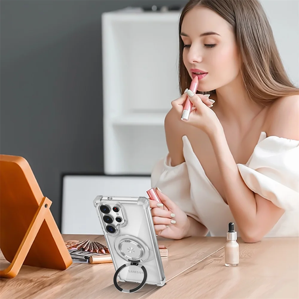 Rotierender magnetischer Klappständer, transparente Handyhülle für Samsung S26 S25 Edge S24 S23 Plus FE S21 Ultra Armor stoßfeste Abdeckung – Detail 9