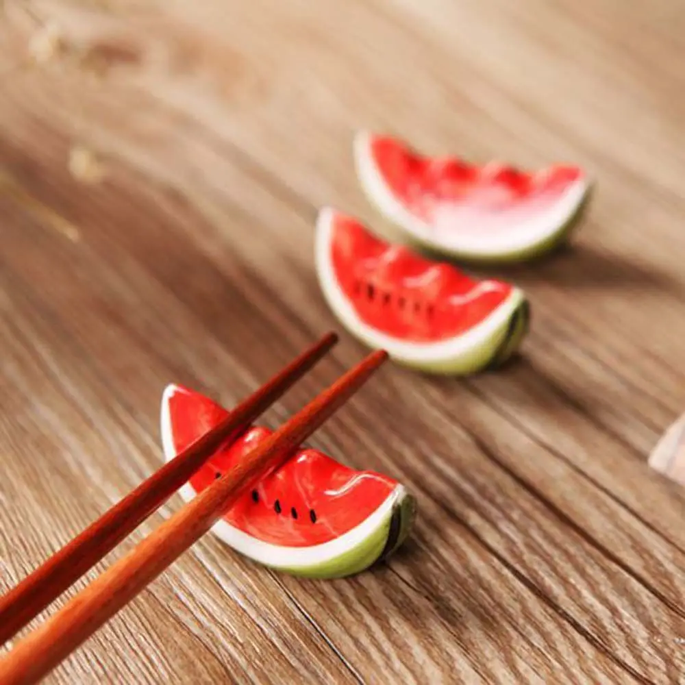 Cute Red Watermelon/Tomato Ceramic Decorative Chopsticks Holder Rack Spoon Fork Rest Kitchen Tableware