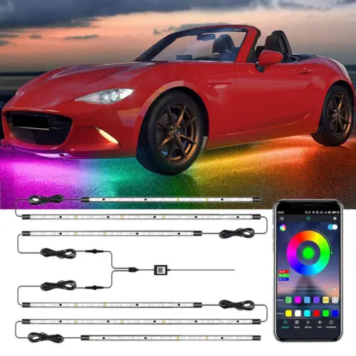 6pcs RGB Dream Color Underglow LED Kit Car Neon Strip Light Music APP Control