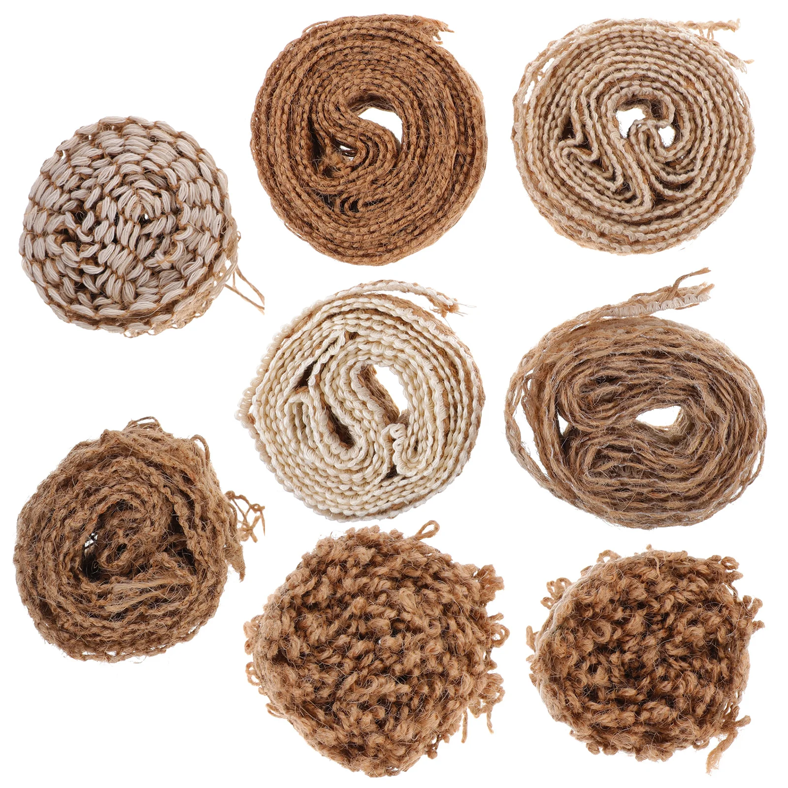 

8 Rolls Natural Burlap Ribbon Rustic Jute Fabric Ribbon for Gift Packaging DIY Party Decorations Gift Accessories