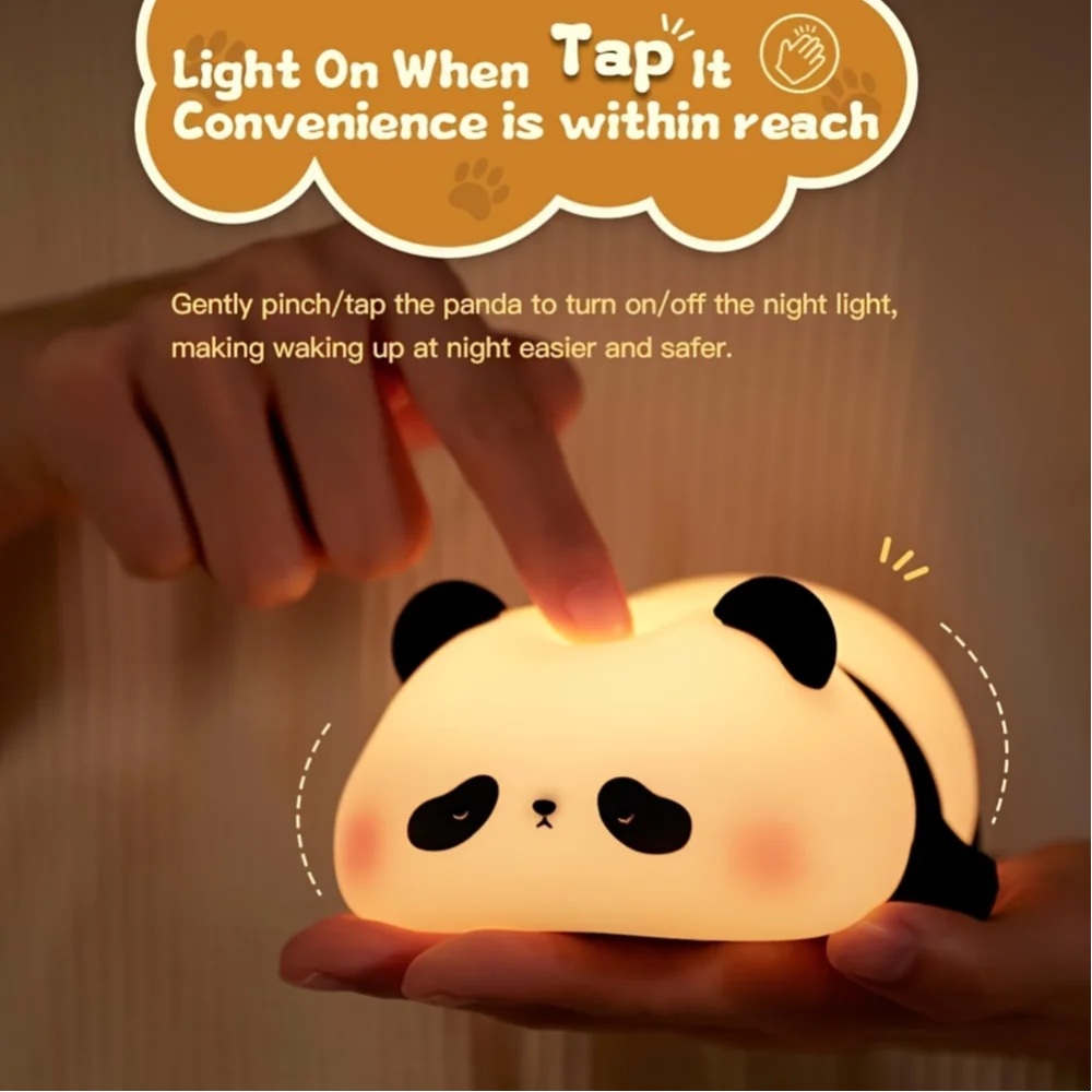 Cute LED Lamp Panda Silicone Night Light Touch Sensor With Timer-Rechargeable Tap Control LED Lamp For Bedroom Night