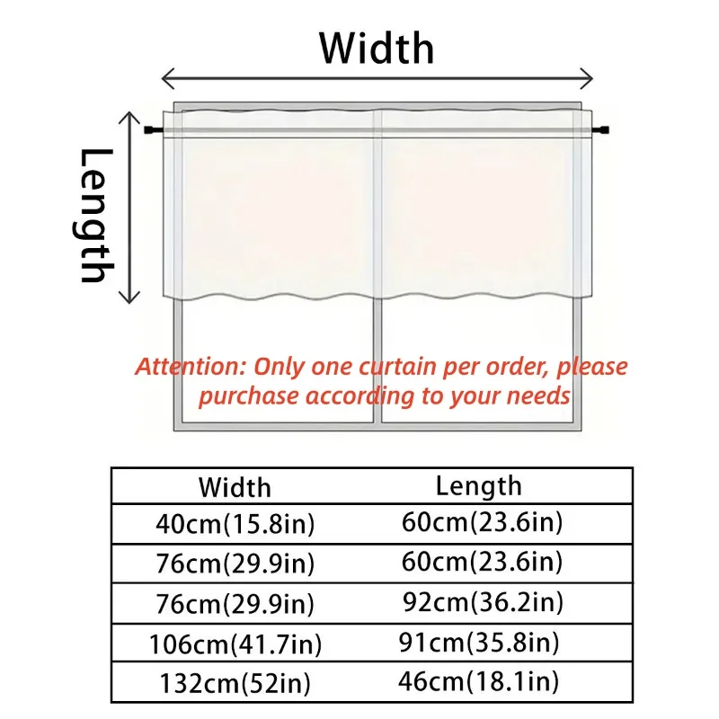 1pc Solid Short Curtain, Small Curtains for Kitchen, Bathroom, High Blackout Curtains for Home Decoration, UV Protection