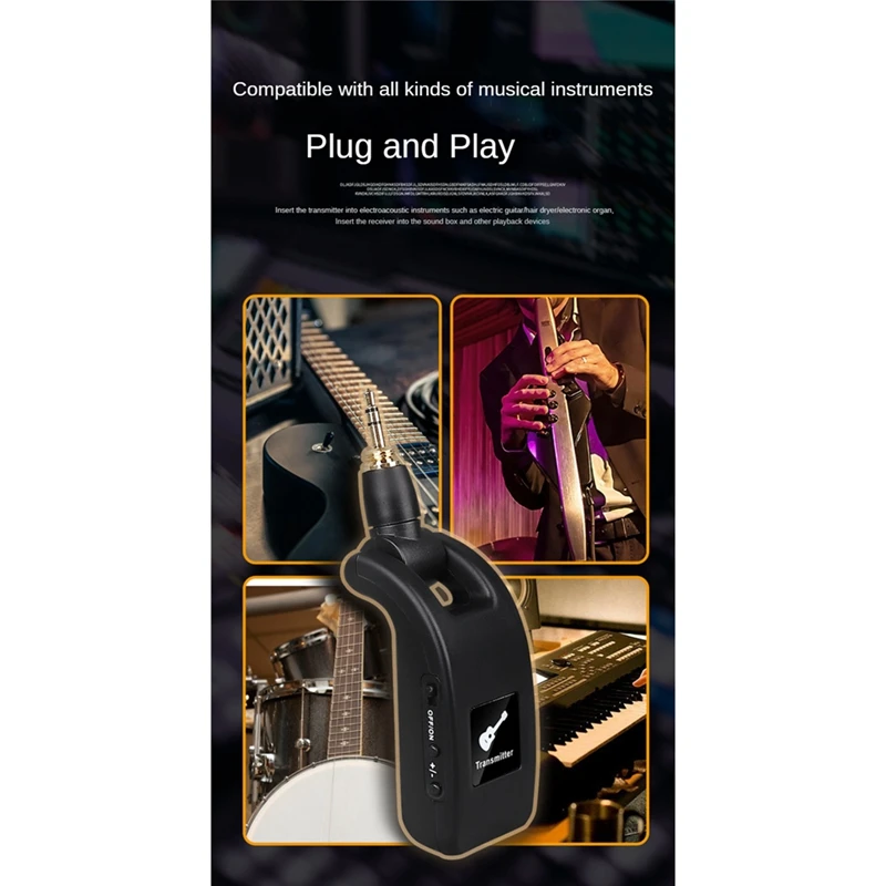 

Wireless Guitar System Audio Digital Guitar Transmitter Receiver Built-In Rechargeable Battery For Electric Guitar Bass Durable