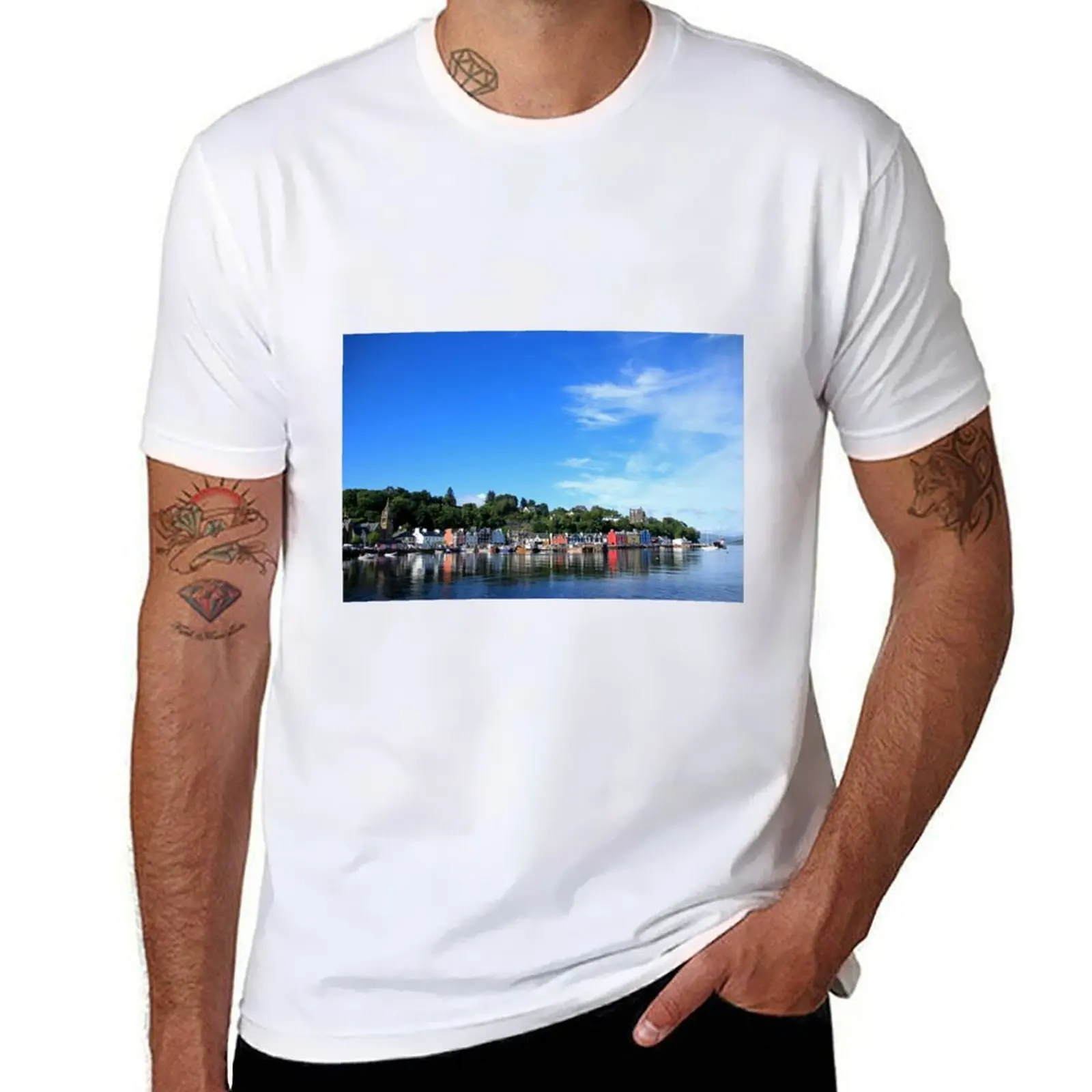 

Blue Sky in Balamory T-Shirt t shirt men 100% cotton luxury brand man t shirt cotton high quality T-Shirt