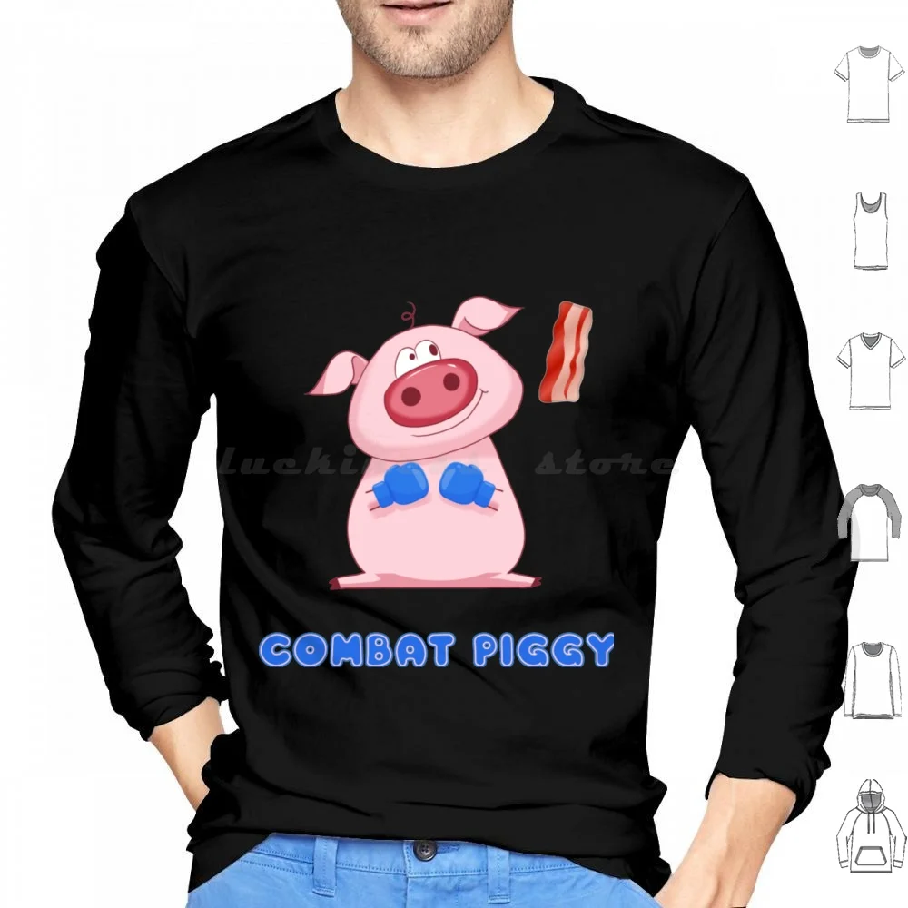 Combat Piggy Hoodie Algodão Manga Longa Combat Piggy Boxe Gym Fitness Workout