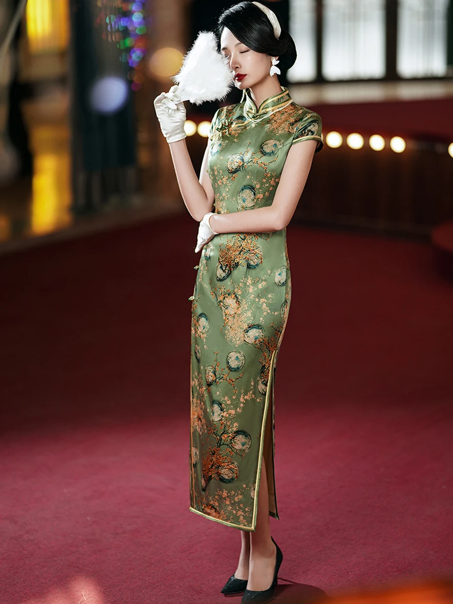 Chinesischen Traditionellen Plus Größe Tang Seide Qipao Abendkleid Han Cheongsam China Stil Cosplay Kostüme Cheongsams Kleider