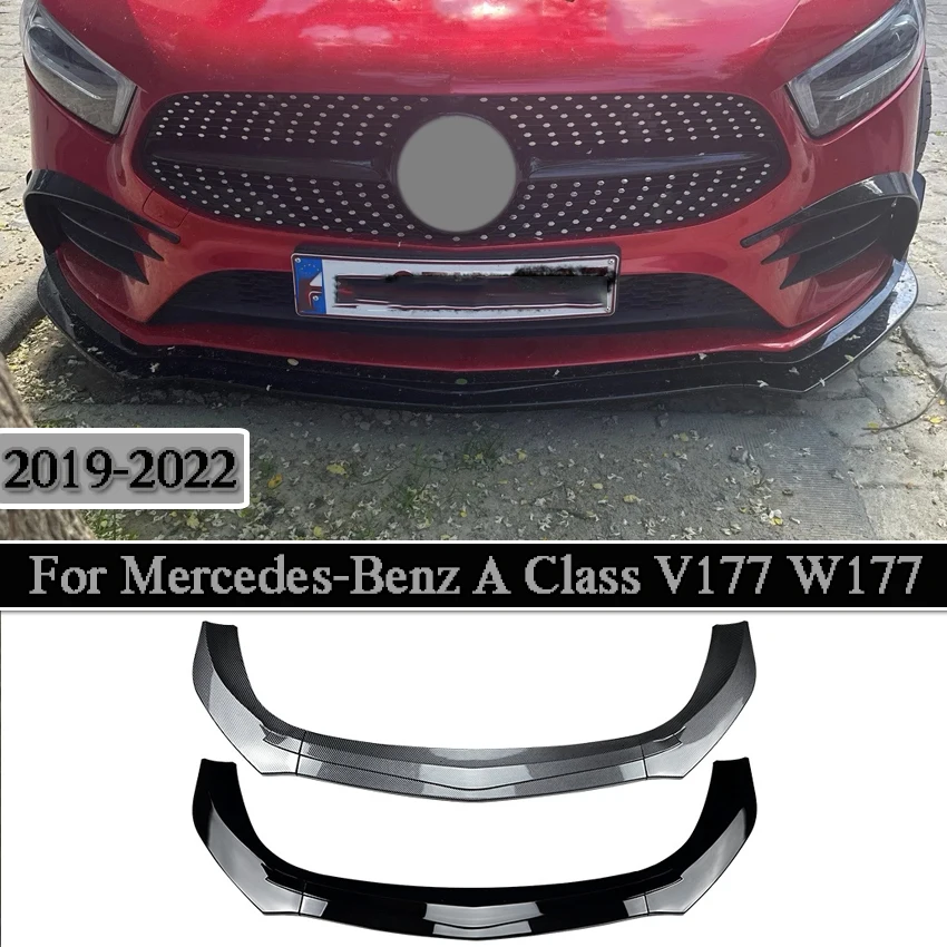 Front Bumper Splitter For Mercedes-Benz A Class V177 W177 A180 A200 A220 A250 A35 AMG 2019-2022 Spoiler Canard Covers Body Kits