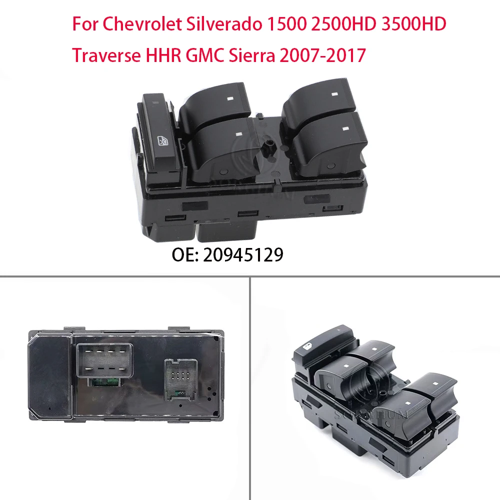 

OE:20945129 Right Left Window Lifter Switch For Chevrolet Silverado 1500 2500HD 3500HD Traverse HHR GMC Sierra 2007-2017