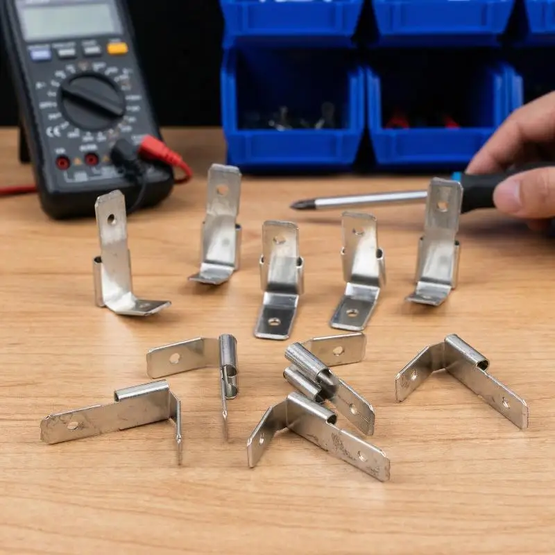 10/20Pcs 6.3mm Double Piggyback Spade Connectors Tin-Plated Brass Minimum Voltage Drop Wear Resistant Electrical Crimp Terminal