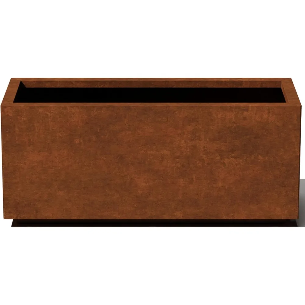 

Flowerpot, Steel Series Long Box Planter - Large Rectangular Steel Planter | Naturally Rusting Steel, Flowerpot