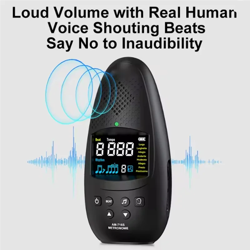 

A51Q-Digital Metronome Tuner For All Instruments Guitar,Bass, Violin, Ukulele Chromatic Tuning Modes Rechargeable
