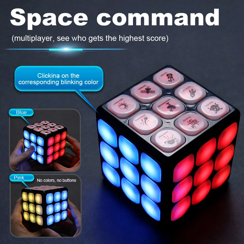 Puzzle jeu électronique Console de jeu portable jouet troisième niveau musique éclairage électronique Cube magique Rechargeable