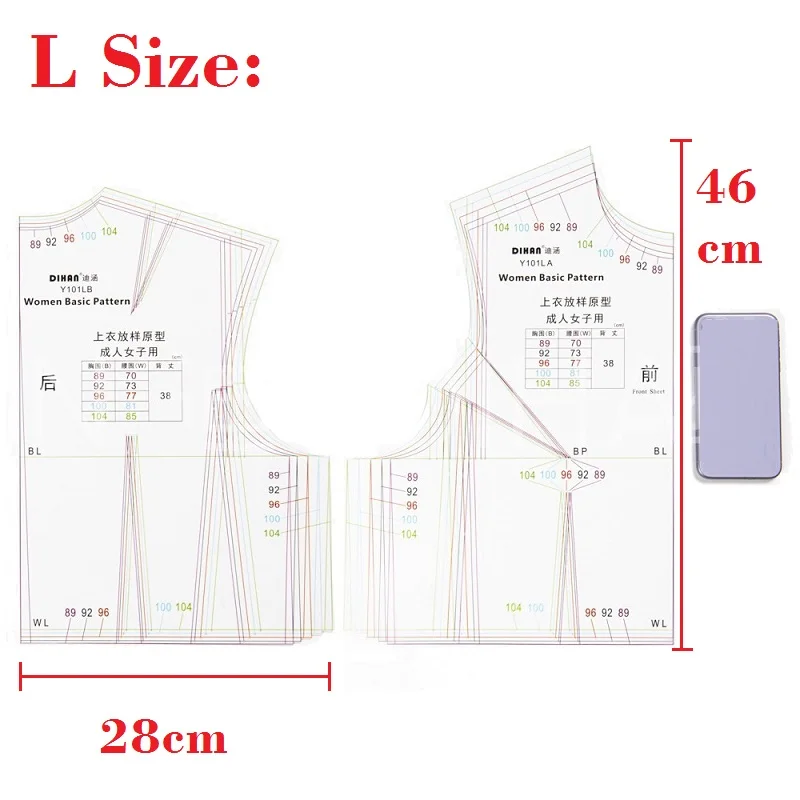 Fashion Sewing Patterns Clothing Women Template M L Size Basic Model, Useful Durable Plastic Tailor Ruler with Clear Line