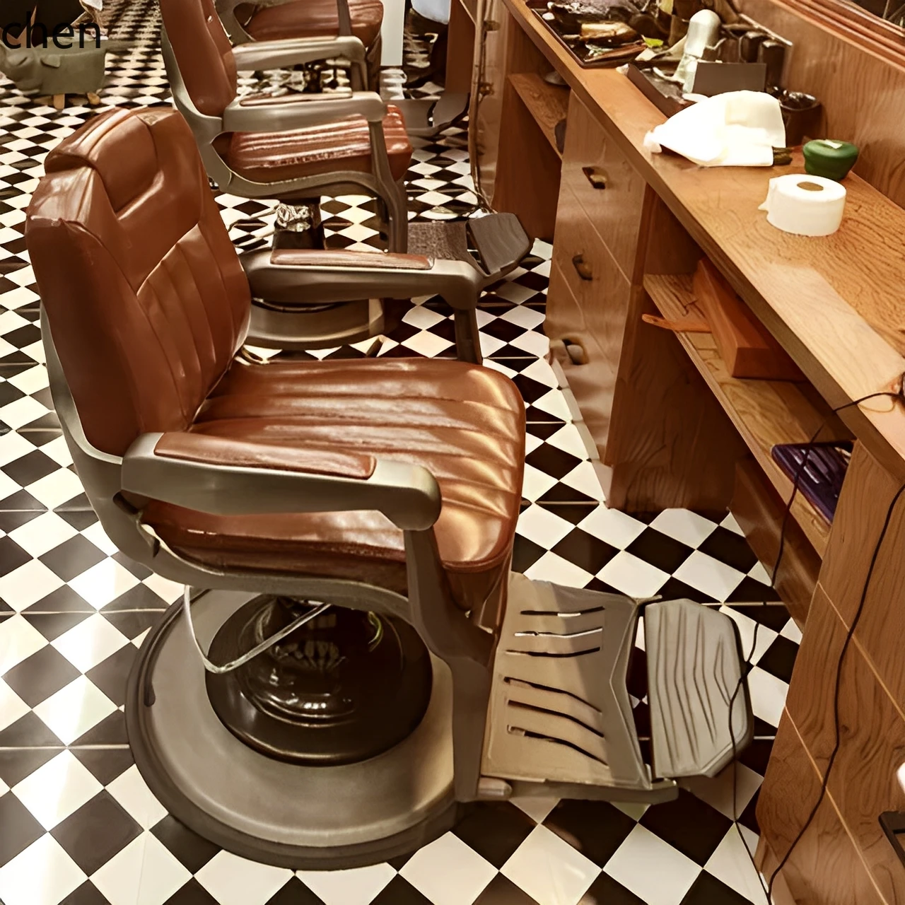 HT barber shop chair retro chair, special for hair salon, reclining perm, dyeing and cutting chair