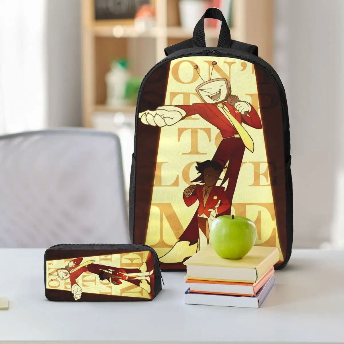 Spamton X Tenna Deltarune Zaino per bambini Lunch Box Borse per penne per ragazzi Ragazze Zaini in età prescolare Zaino per libri Set