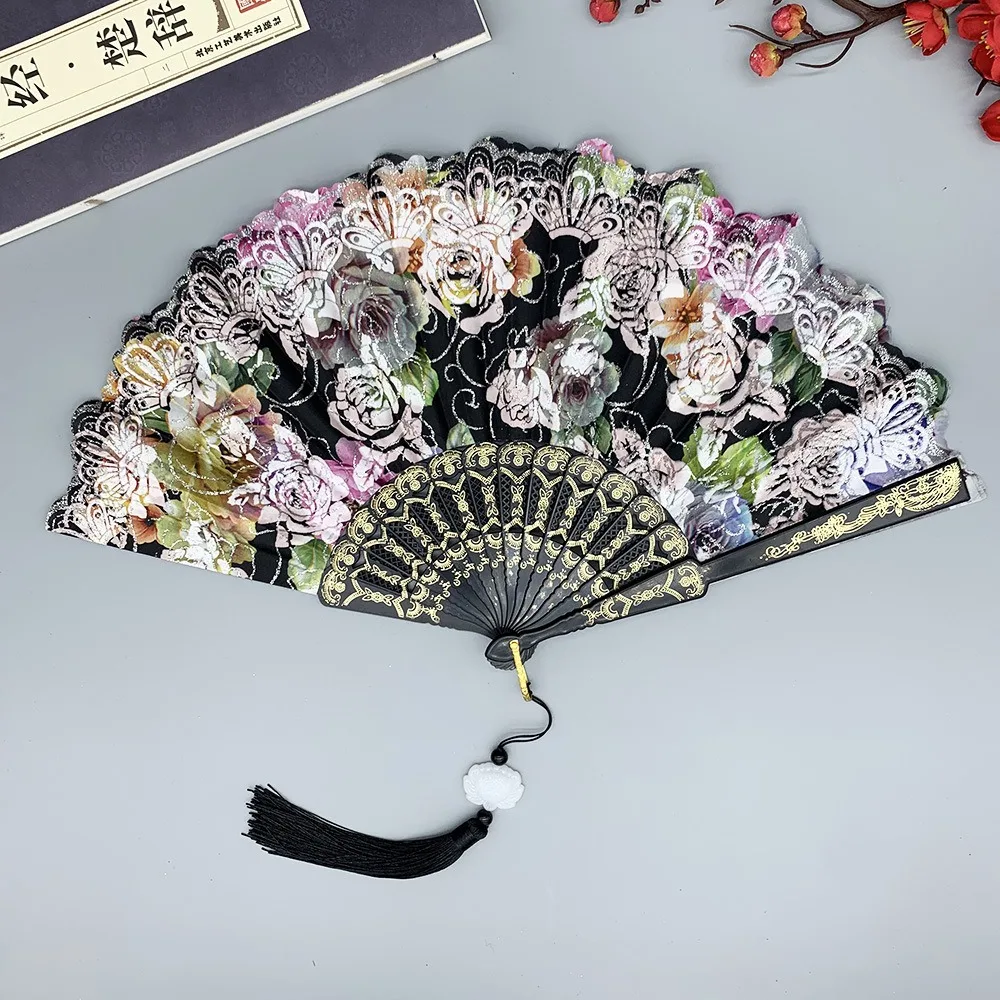 Chinese Style Vintage Silk Folding Fan Japanese Art Crafts Gift Home Decorations Dance Hand Fan Handmade Room Decoration Fans