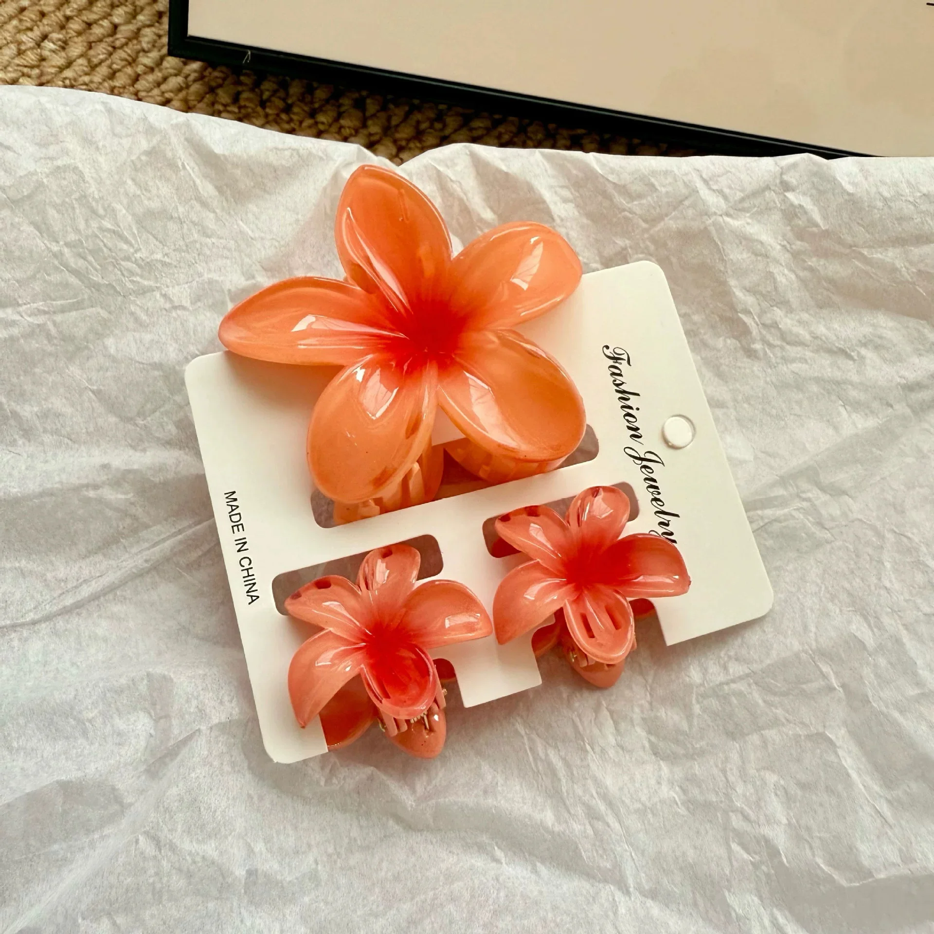3 Teile/satz Süße Blume Bunte Gradienten Haar Krallen Pferdeschwanz Cip Clamp Barrettes Haarnadeln Für Frauen Mädchen Strand Haar Zubehör – Detail 6