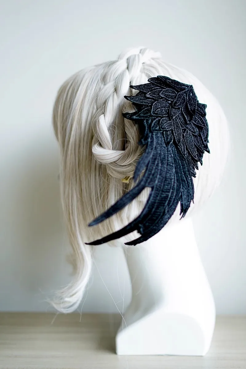 Hot Black White Angel Wing Hair Clips Angel Wing Hairpin Lolita Barrette Girl Gothic clip Cosplay Halloween Headwear Accessories