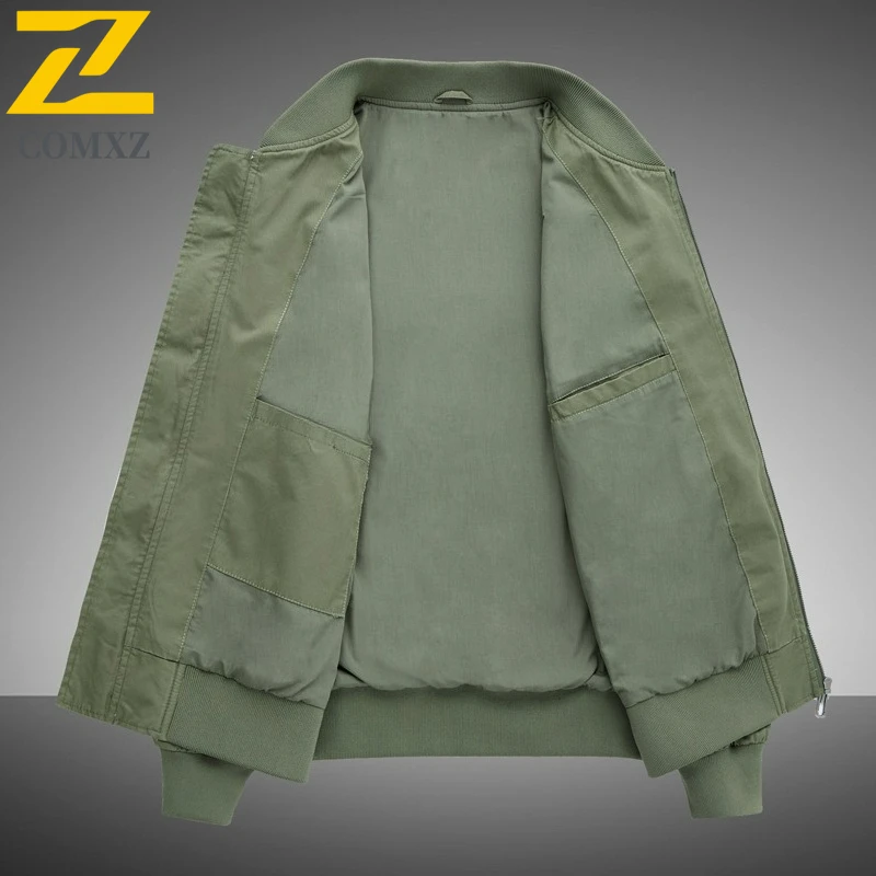 COMXZ New Men Jacket Fashionable Baseball Collar Adventure Windproof Coat Casual Hiking Versatile Lightweight Autumn Outerwear