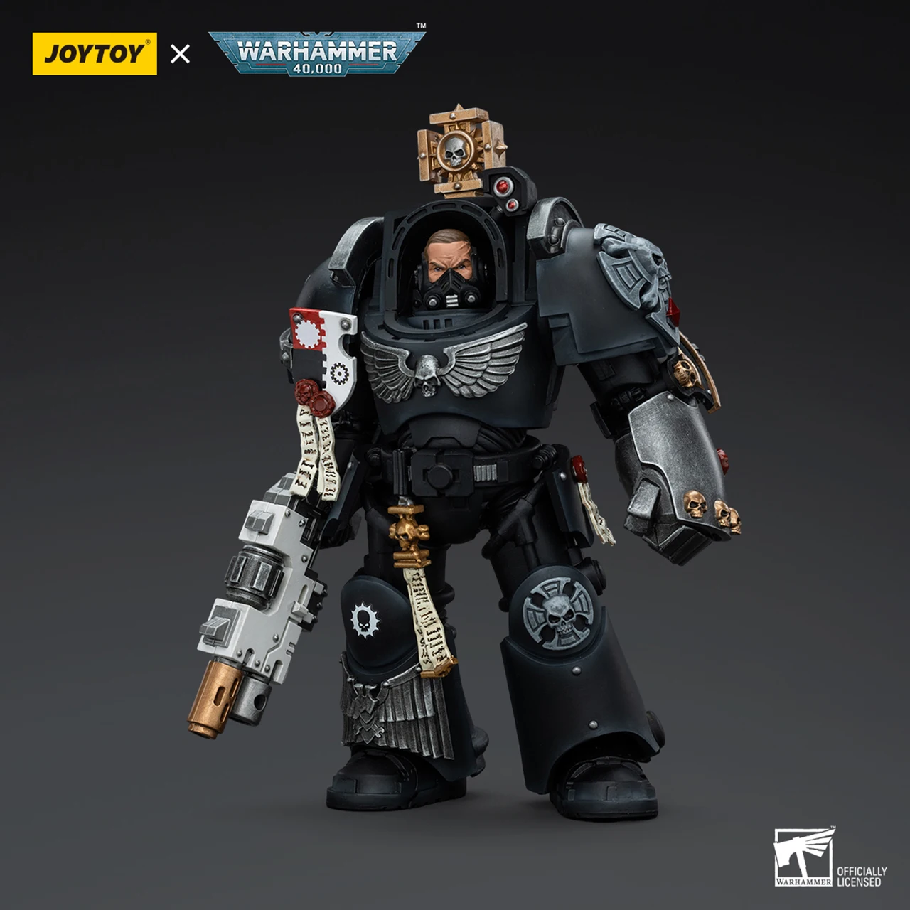 JOYTOY Warhammer 40K Iron Hands Captain in Terminator Armour 1:18 Figures Game Models Mecha Toys Warhammer Collection Ornaments