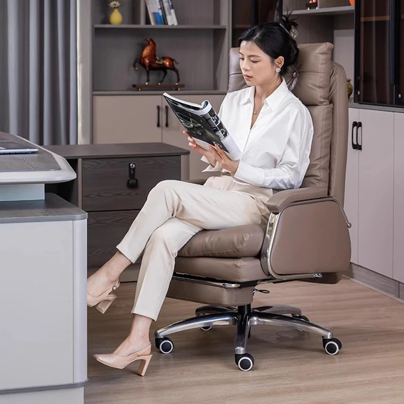 Silla de oficina ejecutiva moderna, sillón cómodo y perezoso, cojín de salón, lectura, oficina nórdica, ruedas, muebles de salón