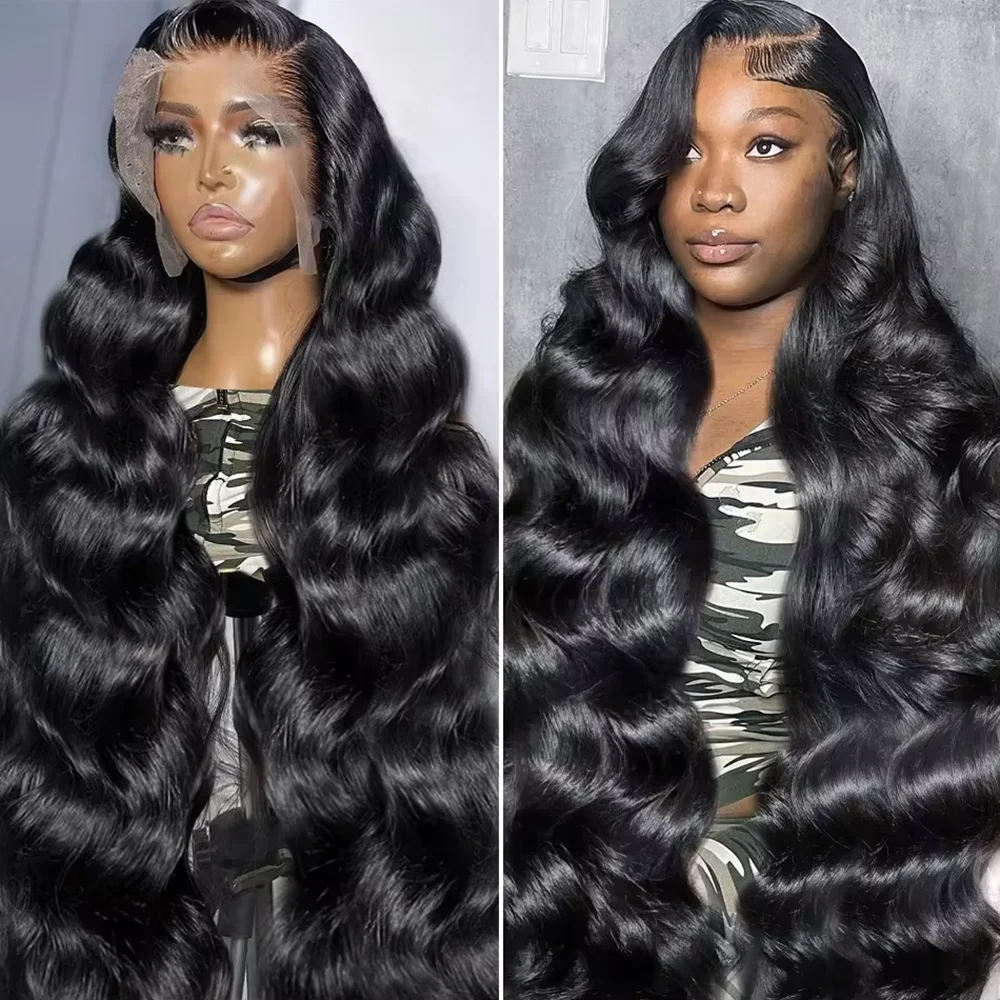 

46 Inch Body Wave 13x6 Lace Front Wig Human Hair Pre Plucked 200 Density with Baby Hair Natural 100% Human Hair Wig for Women