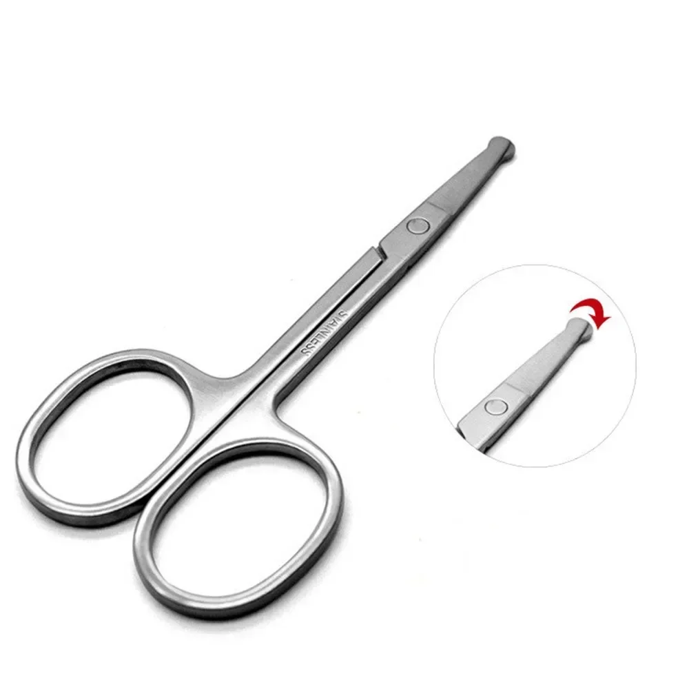 Stainless Steel Nose Hair Cut Makeup Manual Beard Trimmer Nose Ear Hair Clippers Trimmer Round Head Beauty Tool Eyebrow Trimming
