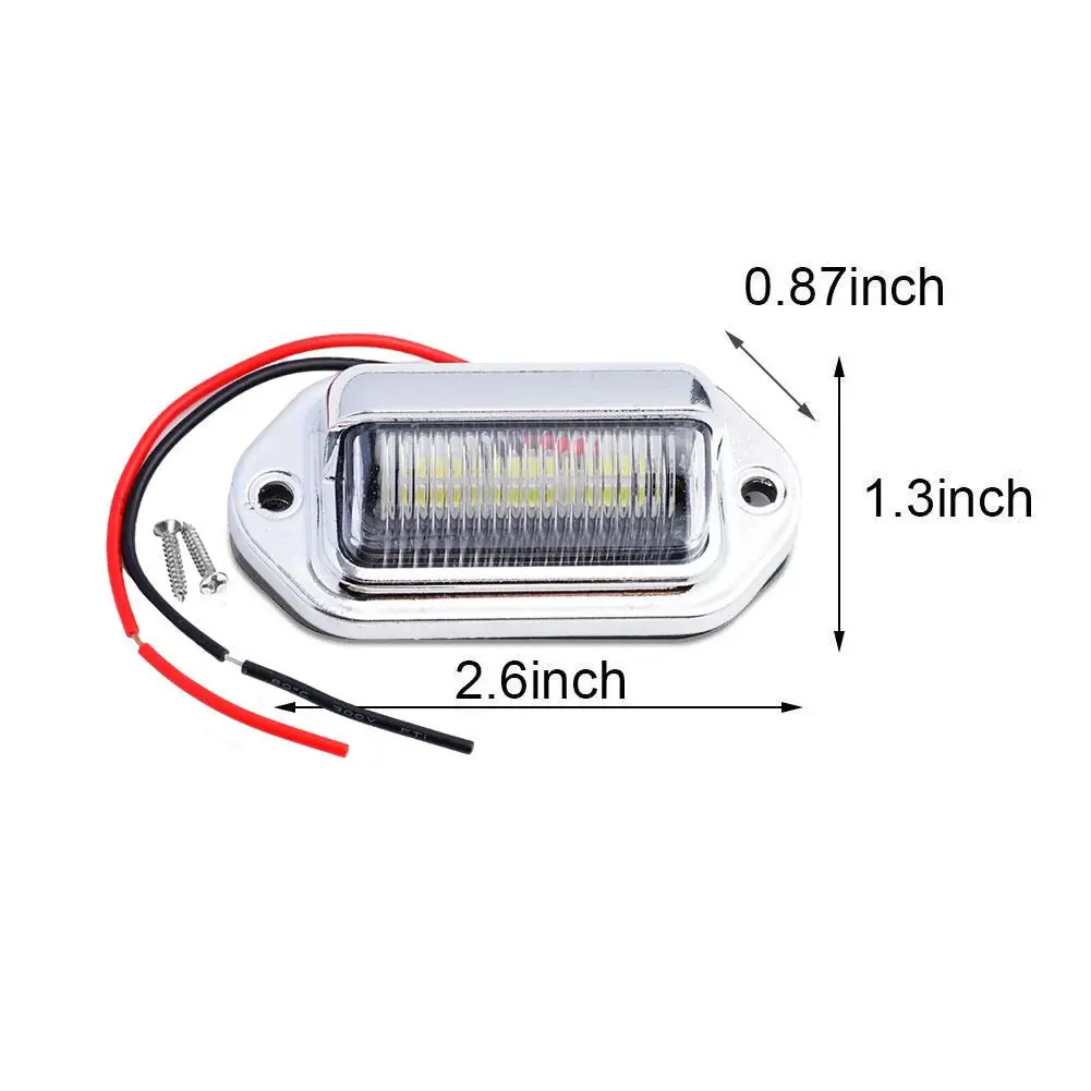 2PCS 6 LED Car License Number Plate Light For SUV Truck Trailer Van Tag Step Lamp White Bulbs Car Products License Plate Lights