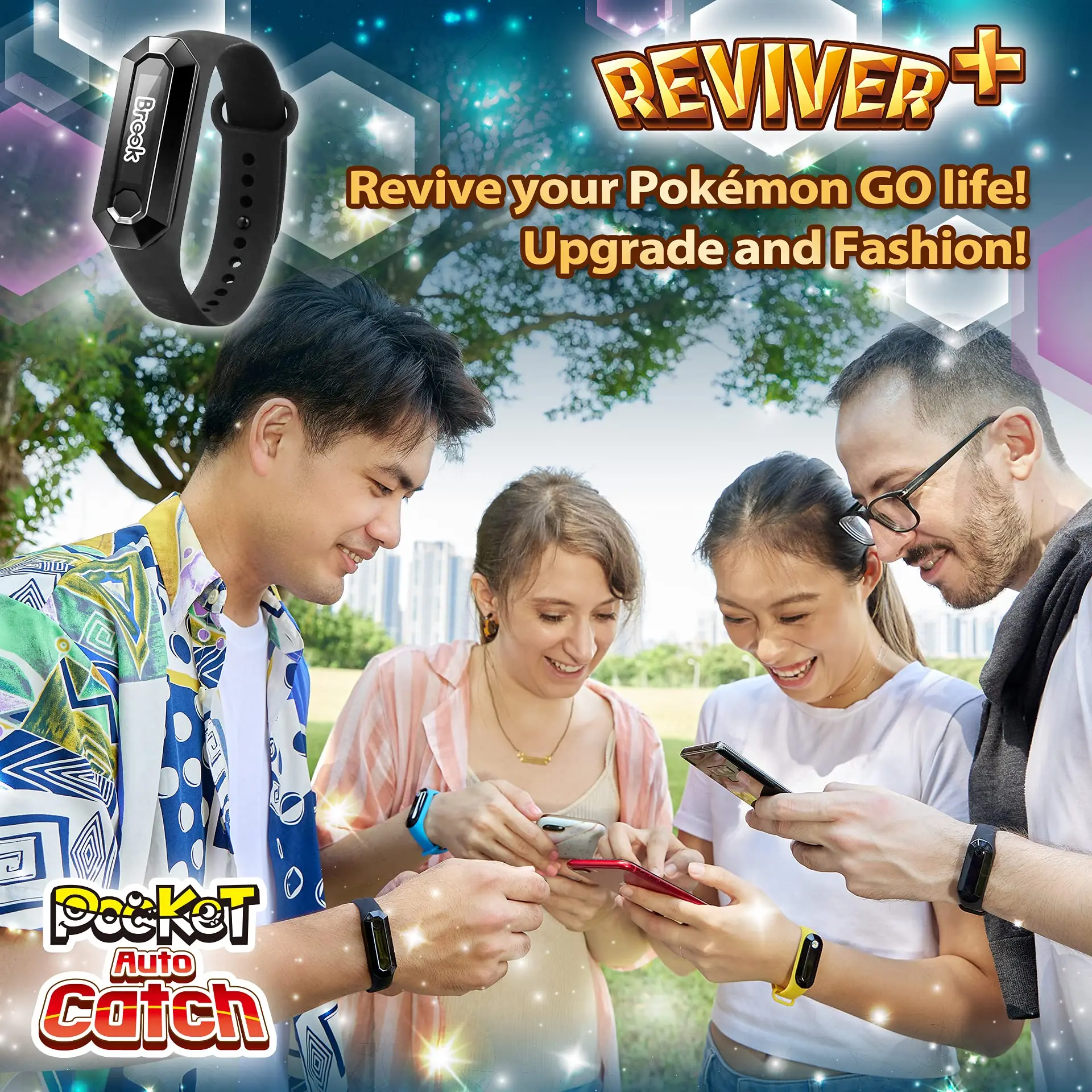 Brook Pocket Auto Catch Reviver Plus - Splendid Evolution, อุปกรณ์เสริมสร้อยข้อมือสายรัดข้อมือ IP67, การแสดงความจุแบตเตอรี่